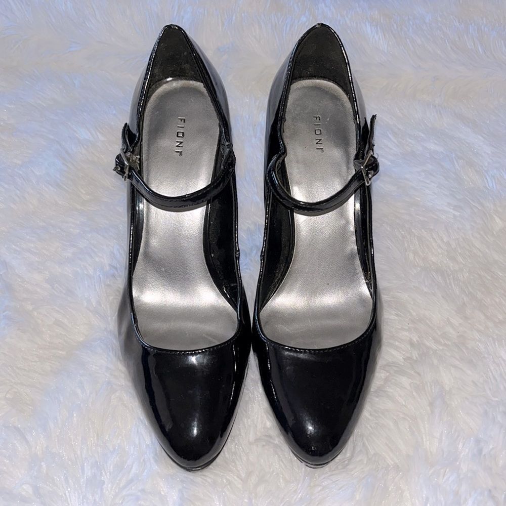 FIONI Black Patent Leather High Heels